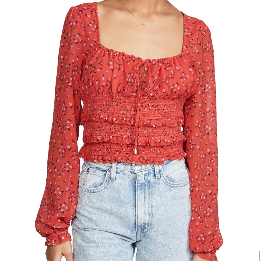 Free People Printed Lolita Top in Red